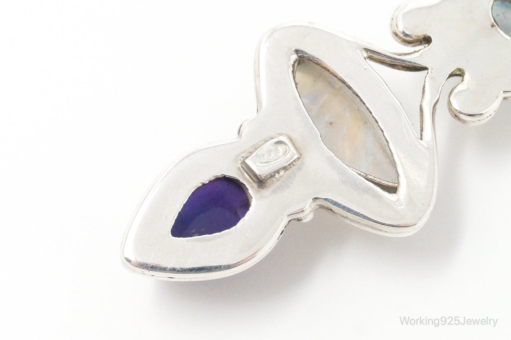 Vintage Blue Topaz Amethyst Moonstone Sterling Necklace Pendant | Jewelry > Necklaces > Pendants | Wiccan Center