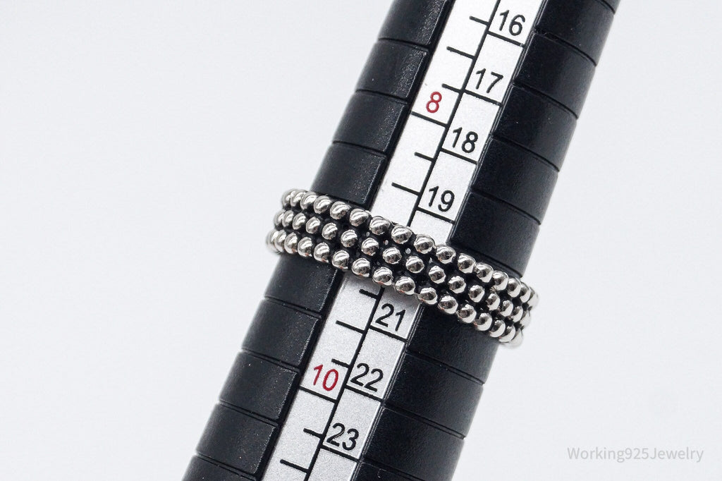 Vintage Triple Beaded Row Style Sterling Silver Band Ring - Size 9 | Jewelry > Rings | Wiccan Center