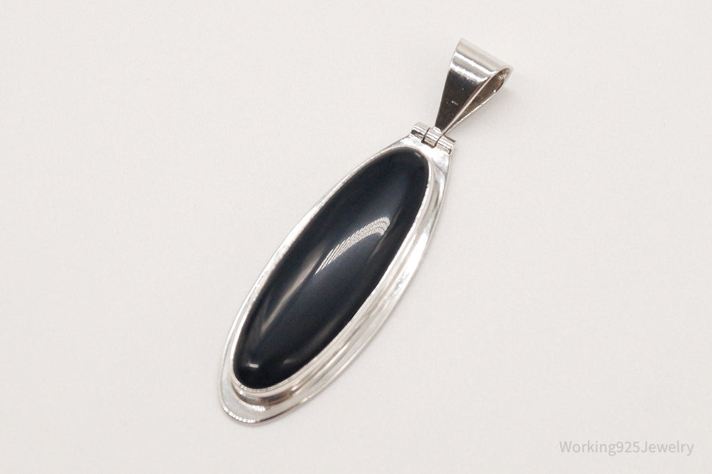 Large Vintage Mexico CII Black Onyx Sterling Silver Pendant | Jewelry > Necklaces > Pendants | Wiccan Center