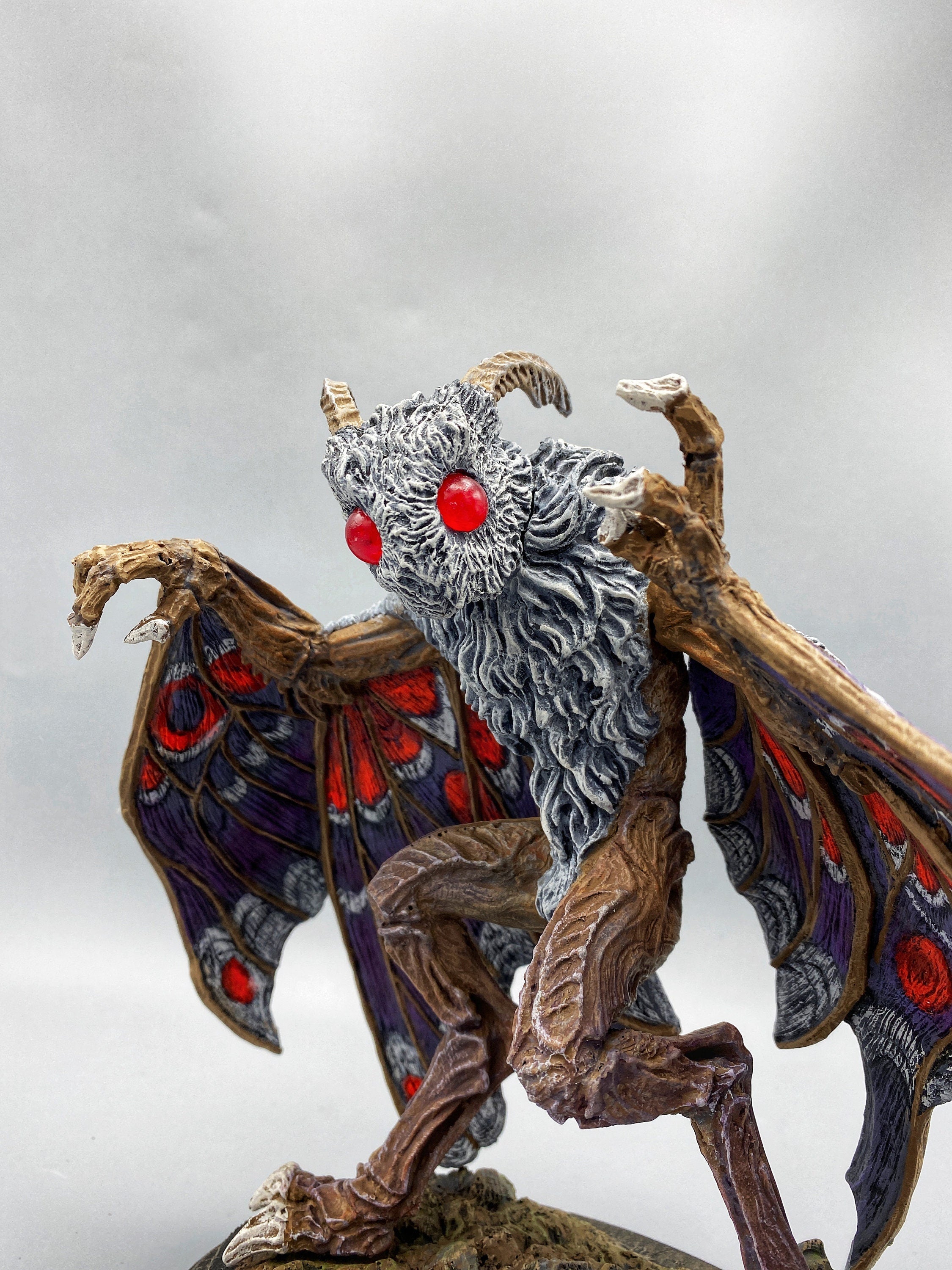 Mothman Statue, Full Color Resin Sculpture | Cryptozoology Creature Figurine | Urban Legend Moth Man Monster Figurine, Horror Art Decor