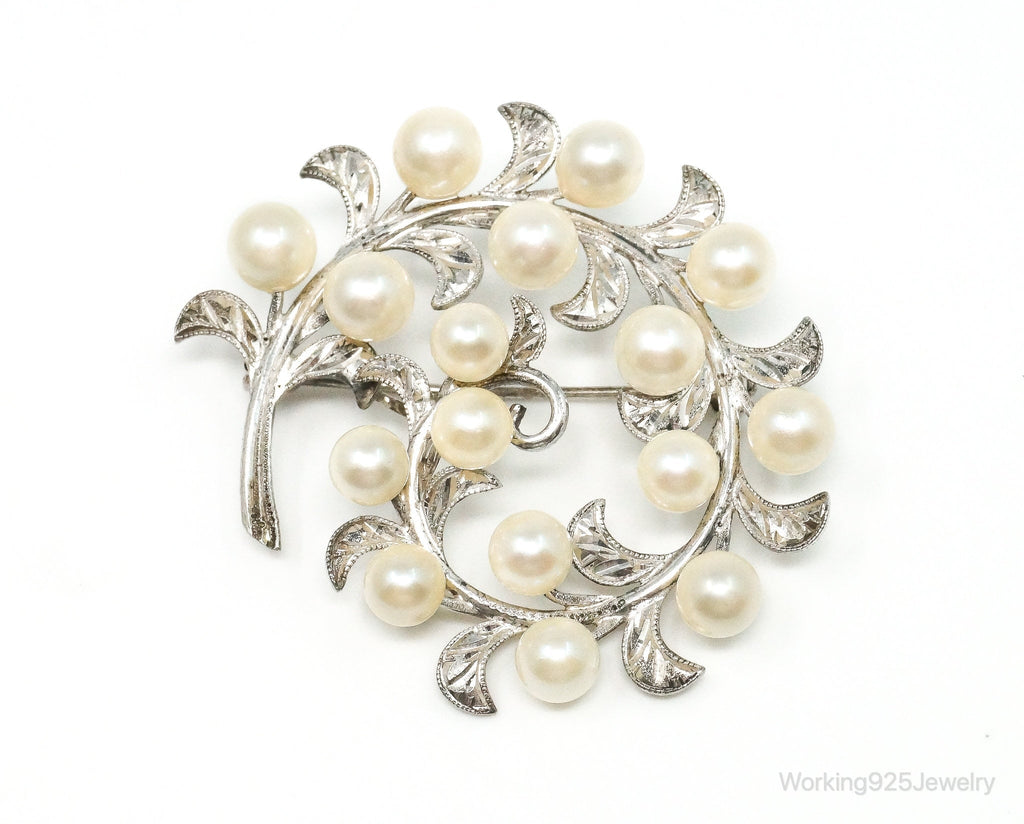 Large Antique Faux Pearl Sterling Silver Brooch Pin | Jewelry > Brooches, Pins & Clips | Wiccan Center