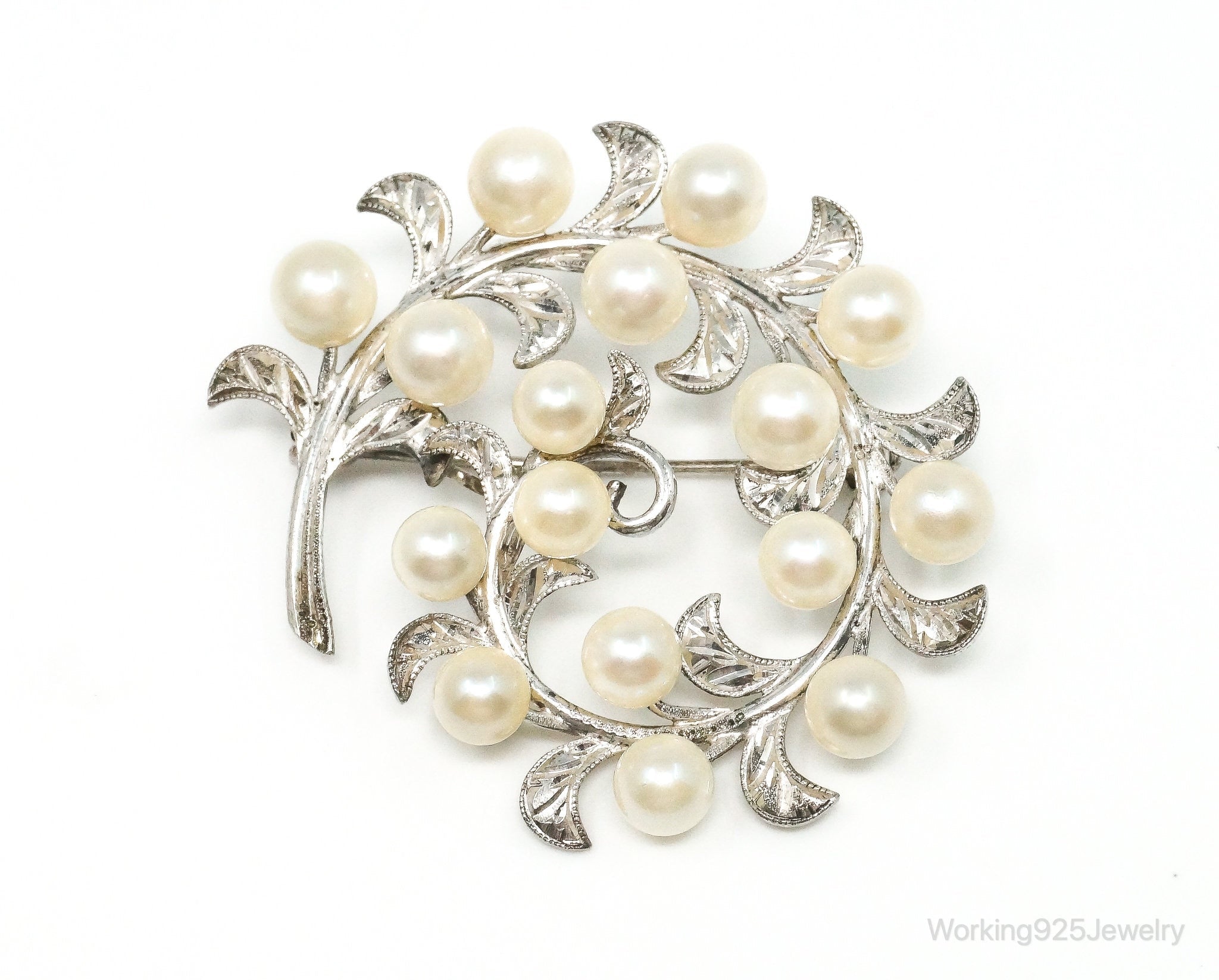 Large Antique Faux Pearl Sterling Silver Brooch Pin | Jewelry > Brooches, Pins & Clips | Wiccan Center