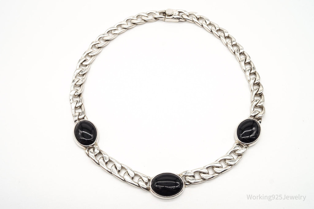 Vintage Black Onyx Curb Chain Sterling Silver Necklace | Jewelry > Necklaces > Pendants | Wiccan Center