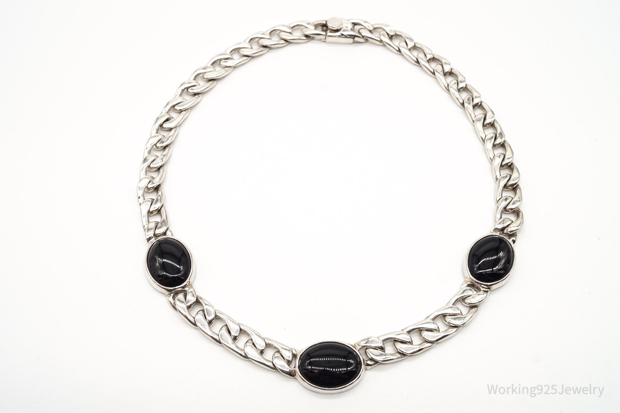 Vintage Black Onyx Curb Chain Sterling Silver Necklace | Jewelry > Necklaces > Pendants | Wiccan Center