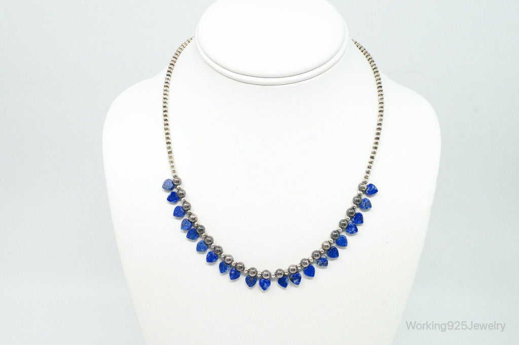 Vintage Native American QT Lapis Lazuli Bead Sterling Silver Necklace | Jewelry > Necklaces | Wiccan Center