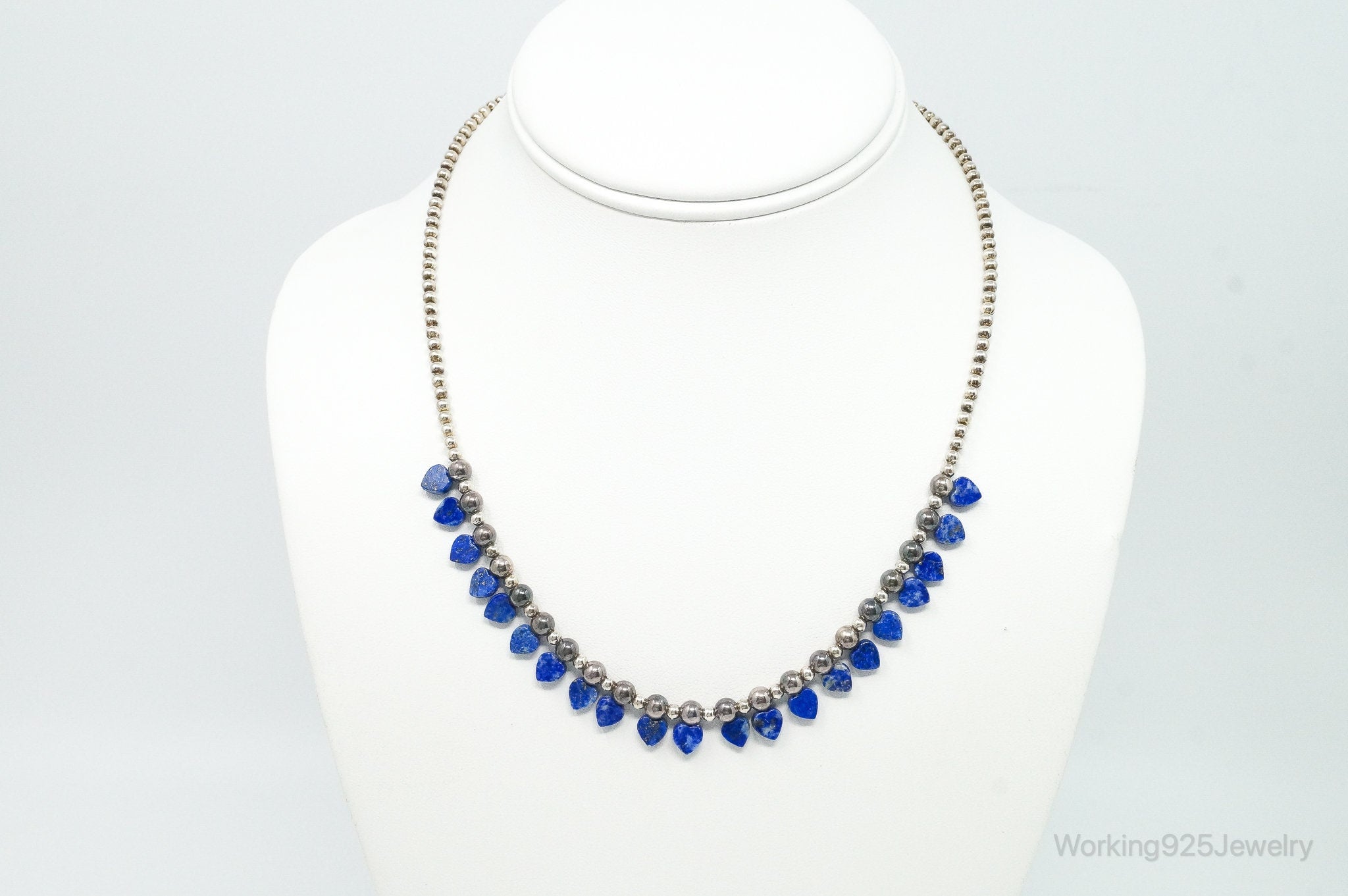 Vintage Native American QT Lapis Lazuli Bead Sterling Silver Necklace | Jewelry > Necklaces | Wiccan Center