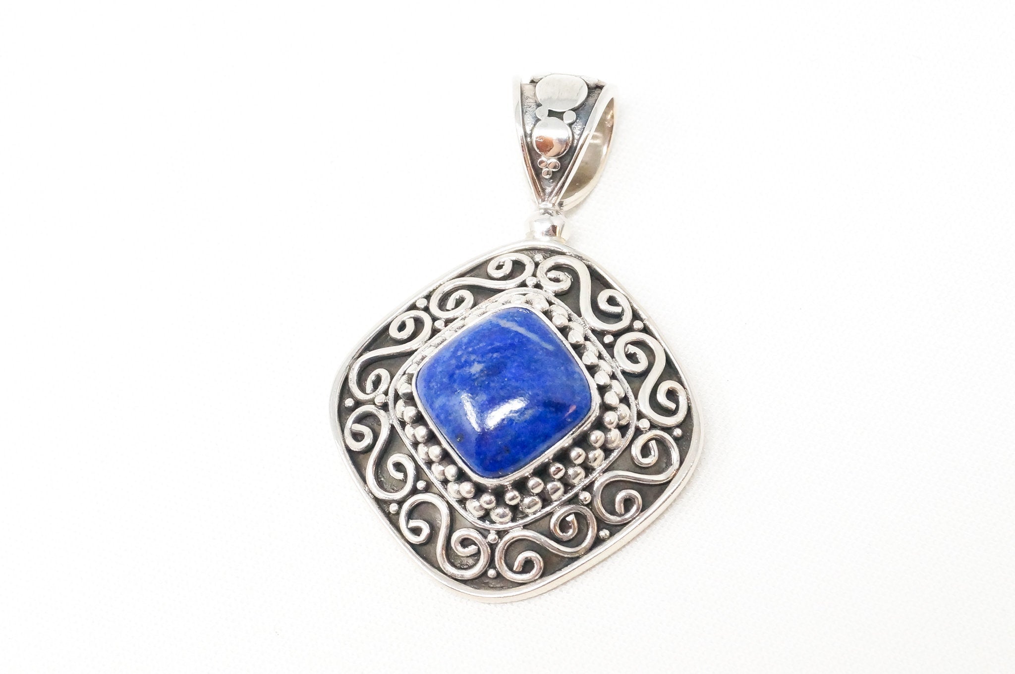 Vintage Designer BA Suarti Lapis Lazuli Bali Sterling Silver Necklace Pendant | Jewelry > Necklaces > Pendants | Wiccan Center