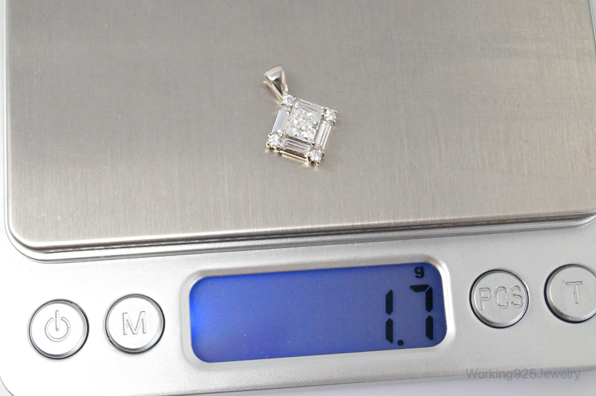 Vintage Art Deco Cubic Zirconia Sterling Silver Necklace Pendant | Jewelry > Necklaces > Pendants | Wiccan Center