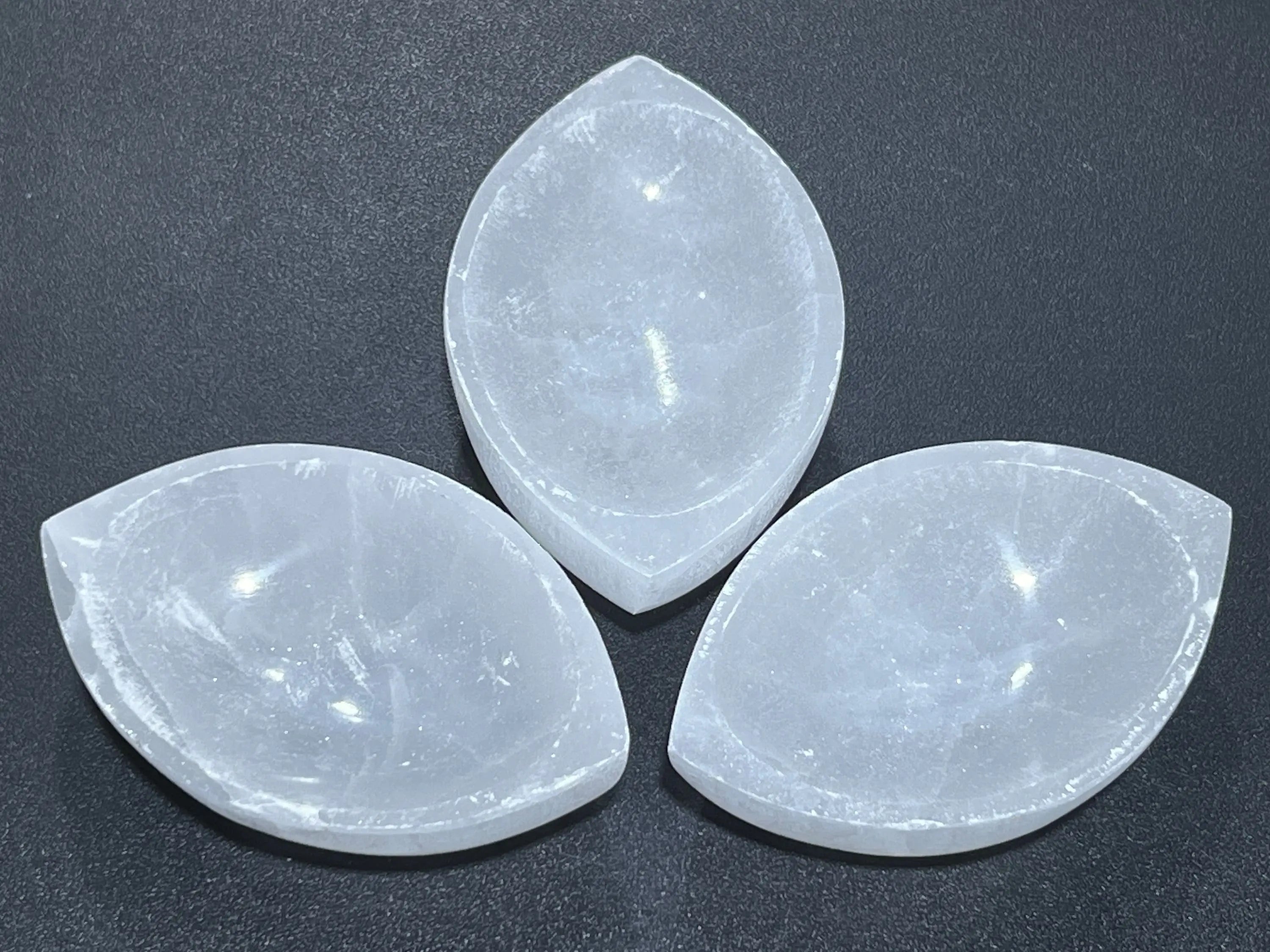 Selenite Crystal Bowl (4 Inch) Eye Shaped Carving Gemstone Polished Stone Dish | Home & Living > Kitchen & Dining > Dining & Serving > Bowls | Wiccan Center