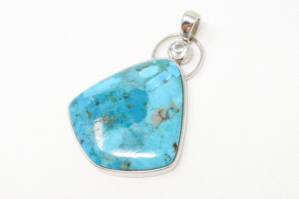 Vintage Southwest Style Mosaic Turquoise Cz Sterling Silver Necklace Pendant | Jewelry > Necklaces > Pendants | Wiccan Center