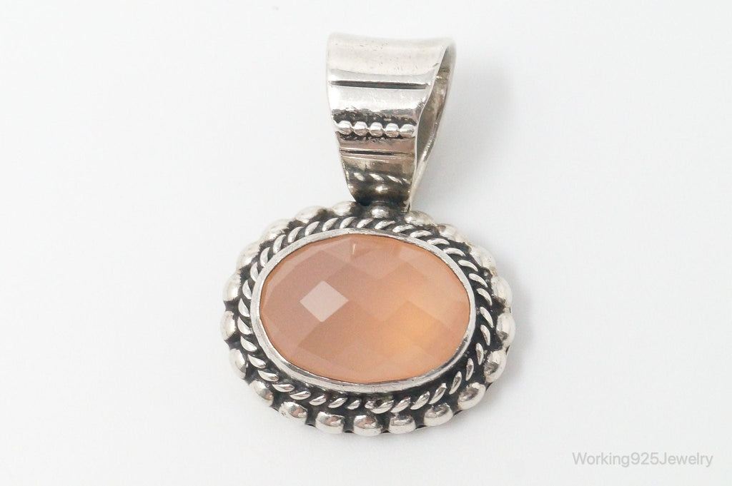 Vintage Native American Peach Chalcedony Sterling Silver Necklace Pendant | Jewelry > Necklaces > Pendants | Wiccan Center