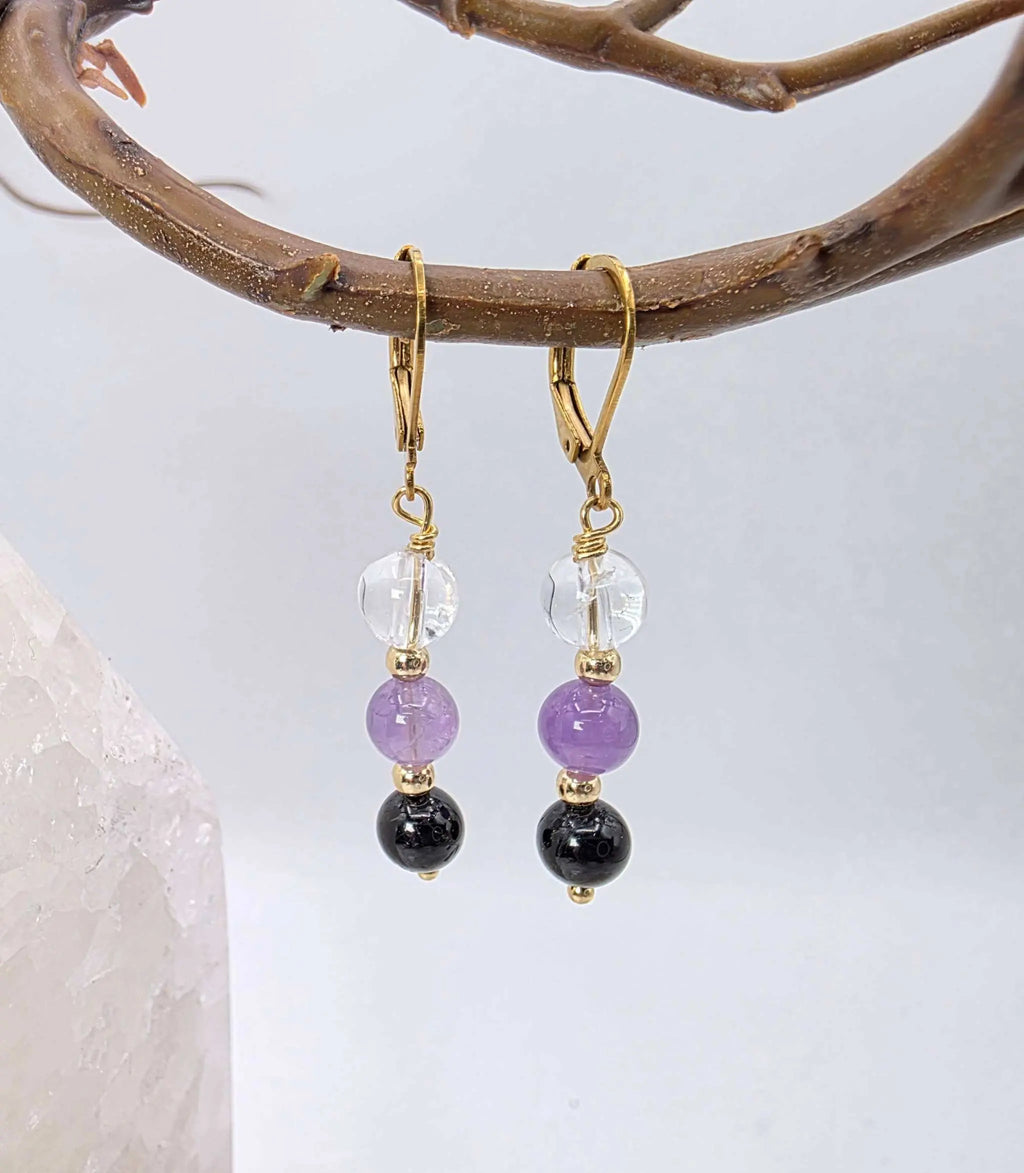 SACRED SPACE -Clear Quartz, Amethyst, Black Onyx Jewelry Set | Jewelry Set | Wiccan Center