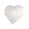 Selenite Heart with Etched Flower of Life from Morocco - Sacred Geometry | Crystals & Minerals > Figurines | Wiccan Center