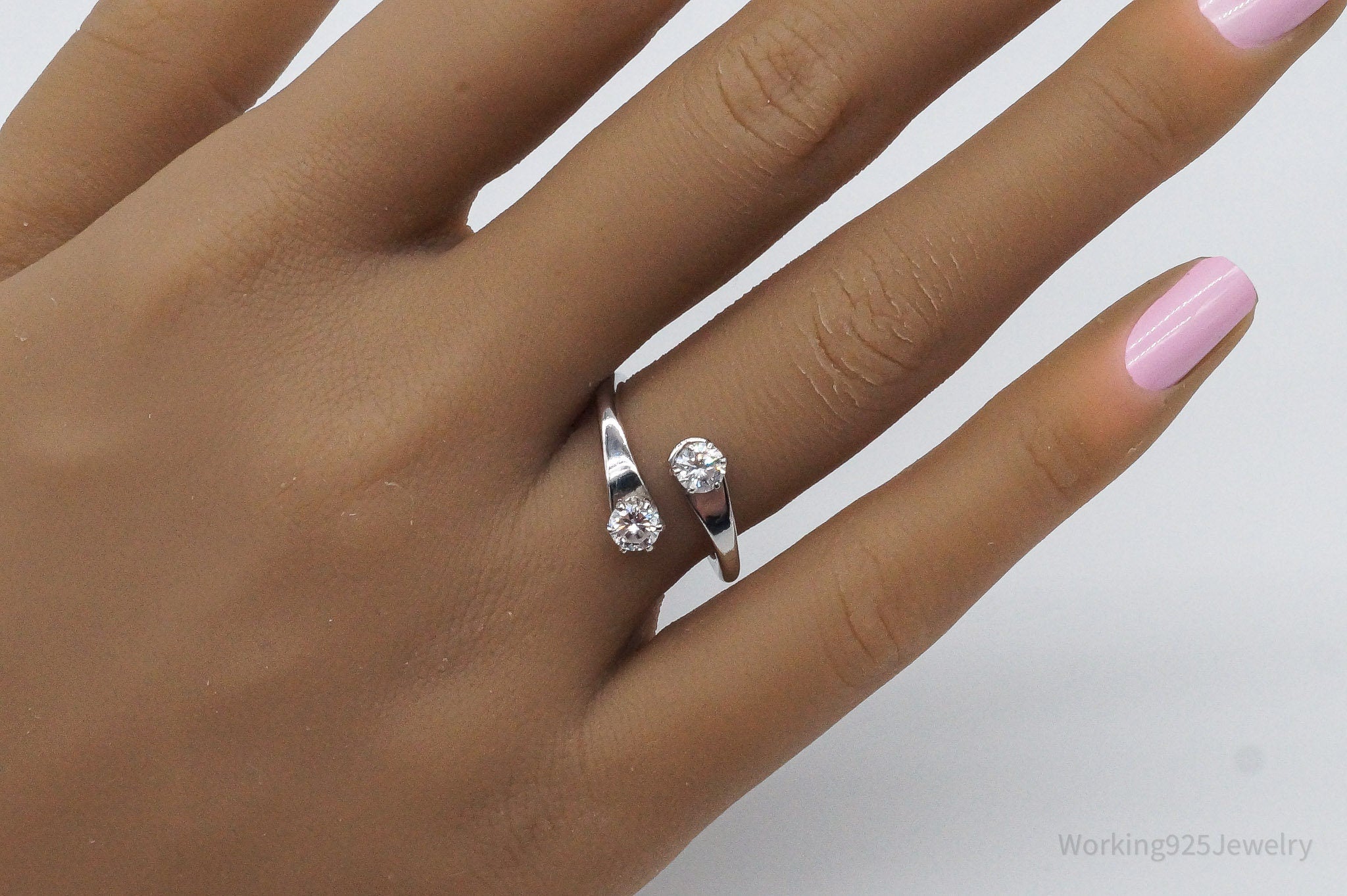 Vintage Mid Century Cubic Zirconia Sterling Silver Wrap Ring - Size 7.25 | Jewelry > Rings | Wiccan Center