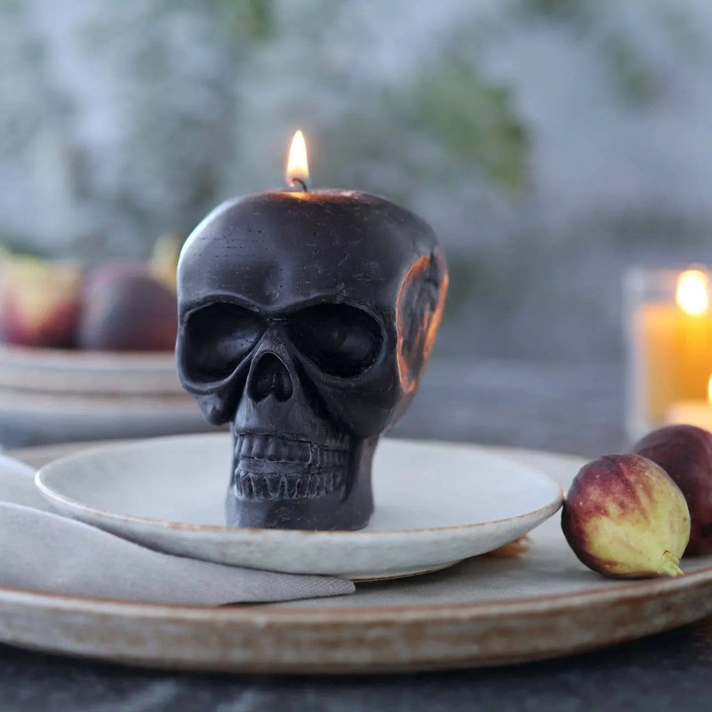 Sculpted Skull Candle – 100% Beeswax – Black - Handcrafted | Candles | Wiccan Center