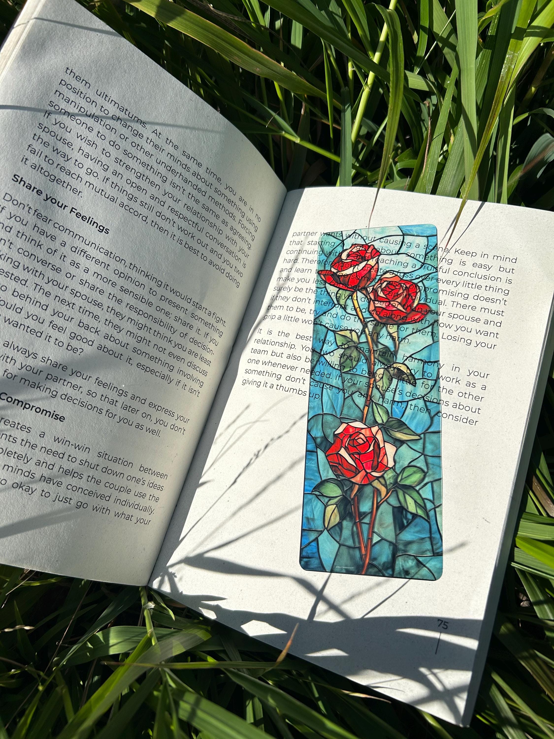 Red Rose Stained Glass Bookmark – Elegant Floral Bookmark, Gothic Victorian Page Marker, Beauty and the Beast Inspired Gift, Book Lover | | Wiccan Center