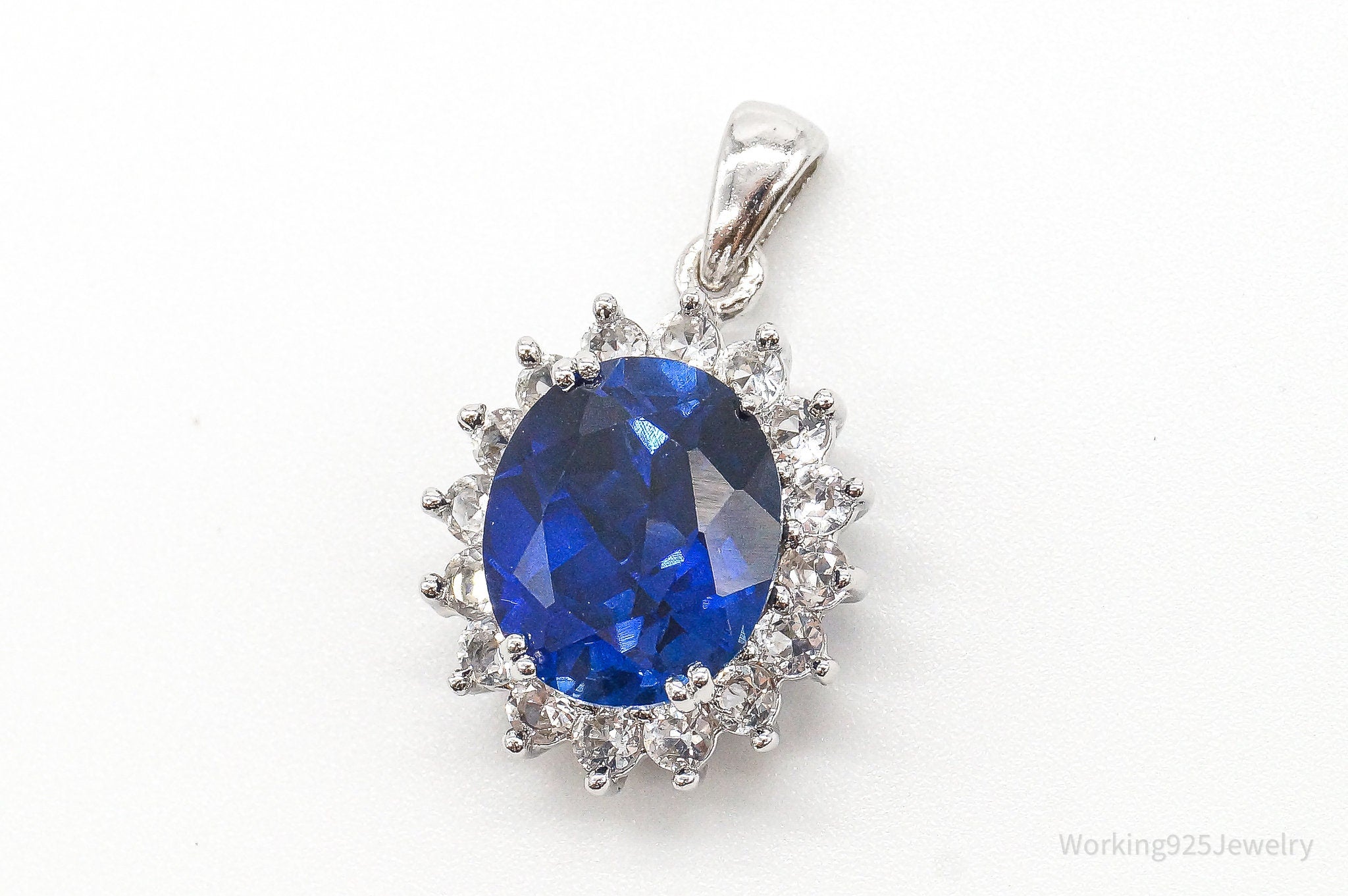 Designer JWBR Lab Sapphire Cubic Zirconia Sterling Silver Pendant | Jewelry > Necklaces > Pendants | Wiccan Center
