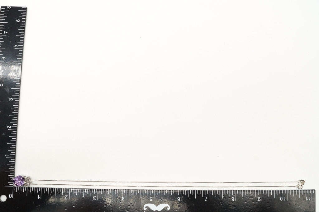Vintage Purple Cubic Zirconia Crowned Heart Sterling Silver Necklace | Jewelry > Necklaces > Pendants | Wiccan Center