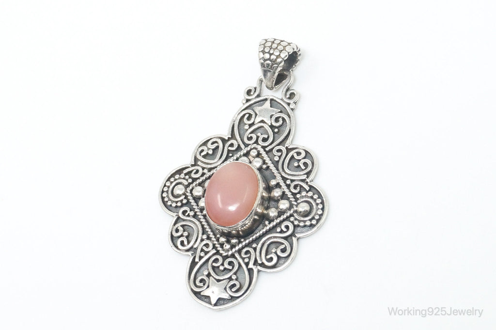Vintage Pink Gemstone Bali Style Sterling Silver Dangle Pendant | Jewelry > Necklaces > Pendants | Wiccan Center