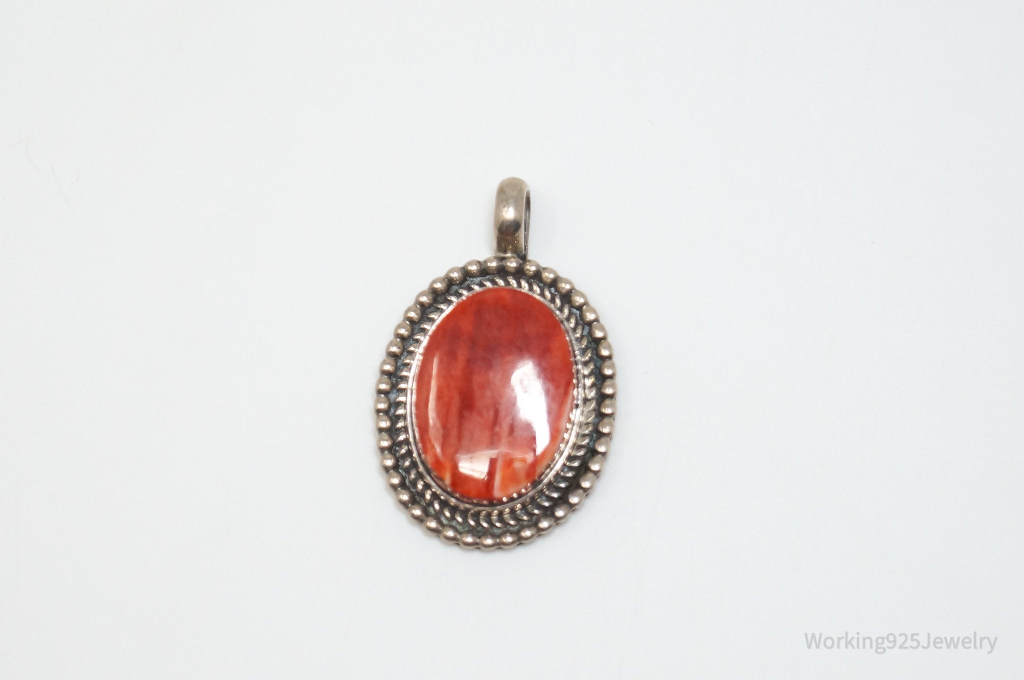 Vintage Handmade Native American EA Coral Sterling Silver Pendant | Jewelry > Necklaces > Pendants | Wiccan Center