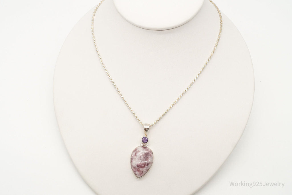 Vintage Designer TGGC Lepidolite Amethyst Sterling Silver Necklace | Jewelry > Necklaces > Pendants | Wiccan Center