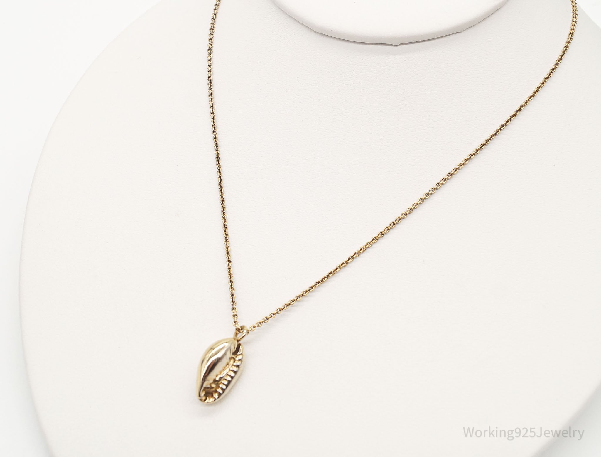 Vintage Mexico Designer Coffee Bean Gold Vermeil Sterling Silver Necklace 16" | Jewelry > Necklaces > Pendants | Wiccan Center