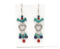 Vintage Native American QT Quoc Multi Gemstone Bead Sterling Silver Earrings | Jewelry > Earrings | Wiccan Center