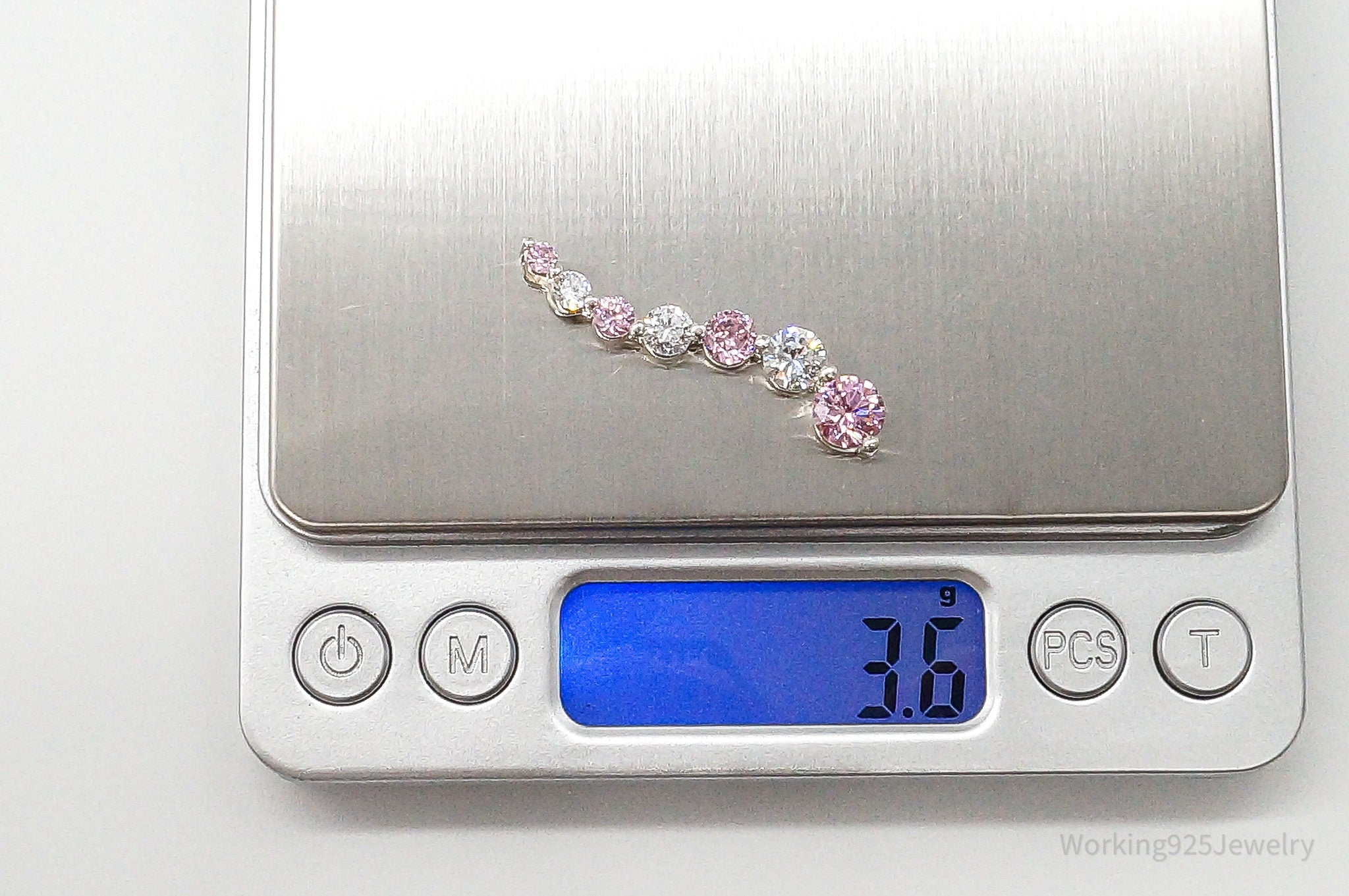 Vintage Pink & White Cubic Zirconia Sterling Silver Pendant | Jewelry > Necklaces > Pendants | Wiccan Center