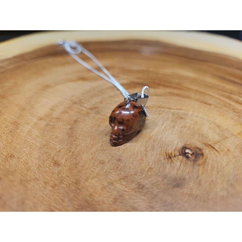Agate Skull Necklace W/ Sterling Silver 16in Chain | Crystal Jewelry | Wiccan Center