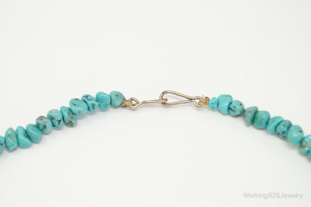 Vintage Native American Unsigned Turquoise Beaded Sterling Silver Necklace | Jewelry > Necklaces > Pendants | Wiccan Center