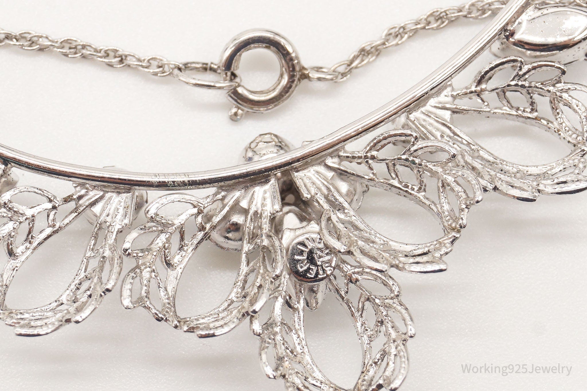 Antique Rhinestone Filigree Sterling Silver Necklace 16" | Jewelry > Necklaces > Pendants | Wiccan Center
