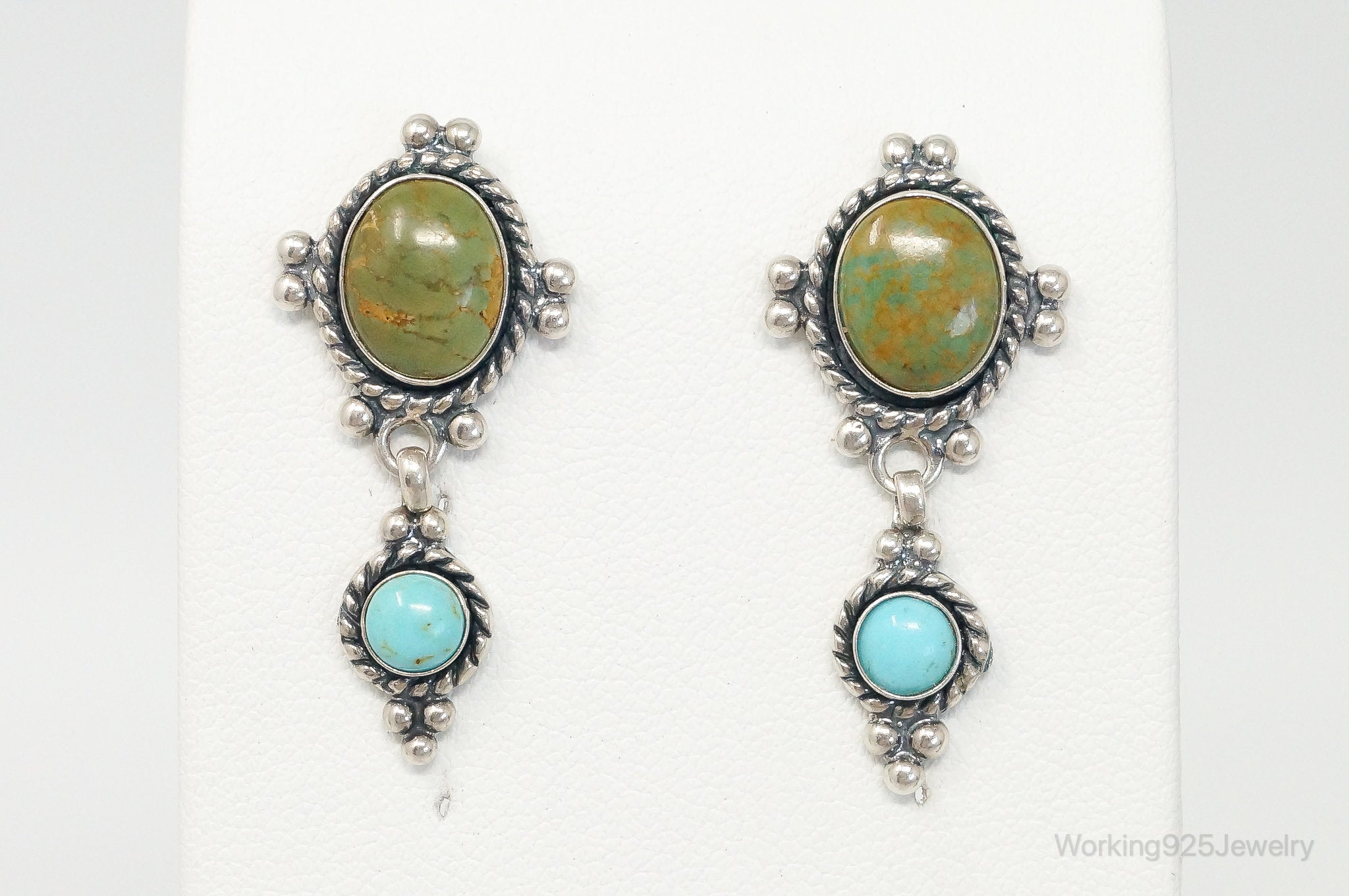 Vintage Native American QT Quoc Turquoise Sterling Silver Earrings | Jewelry > Earrings | Wiccan Center