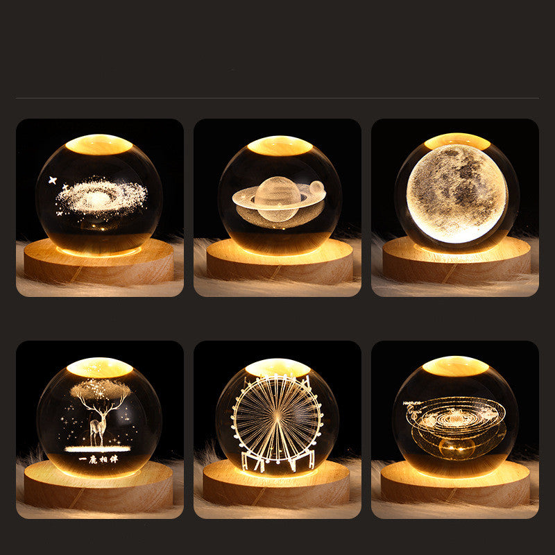 Luminous Starry Sky And Planets Moon Moon Crystal Ball Small Night Lamp Projection Ambience Light Creative Gift New Strange Gift | 0 | Wiccan Center