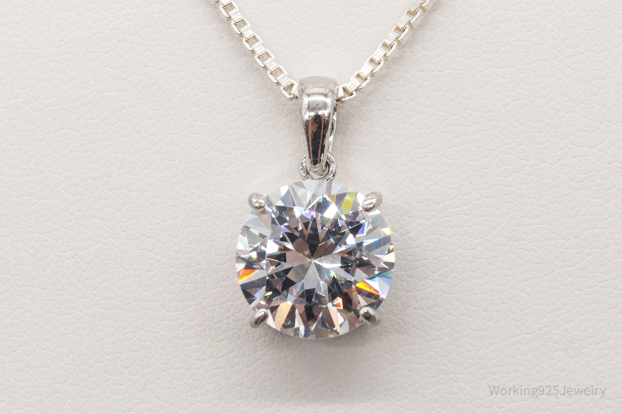 Vintage Large Cubic Zirconia Sterling Silver Necklace | Jewelry > Necklaces > Pendants | Wiccan Center