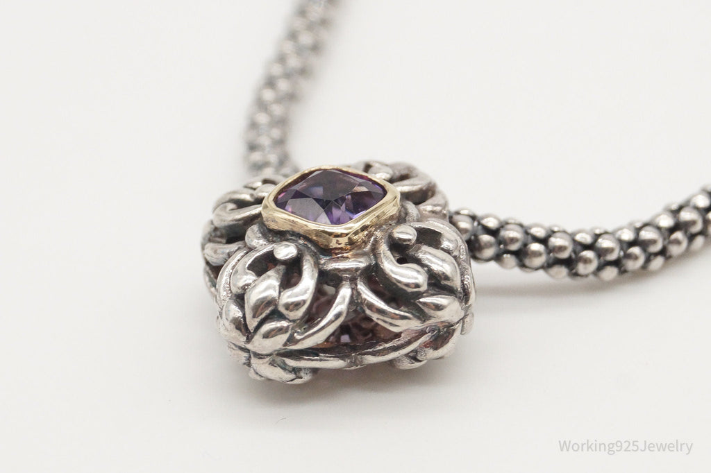 Vintage Gold Vermeil Purple Cubic Zirconia Sterling Silver Necklace | Jewelry > Necklaces > Pendants | Wiccan Center