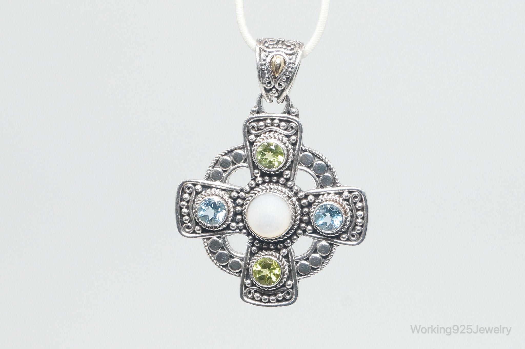 Vintage Designer BA Suarti 18K Gold Multi Gem Sterling Silver Necklace Pendant | Jewelry > Necklaces > Pendants | Wiccan Center