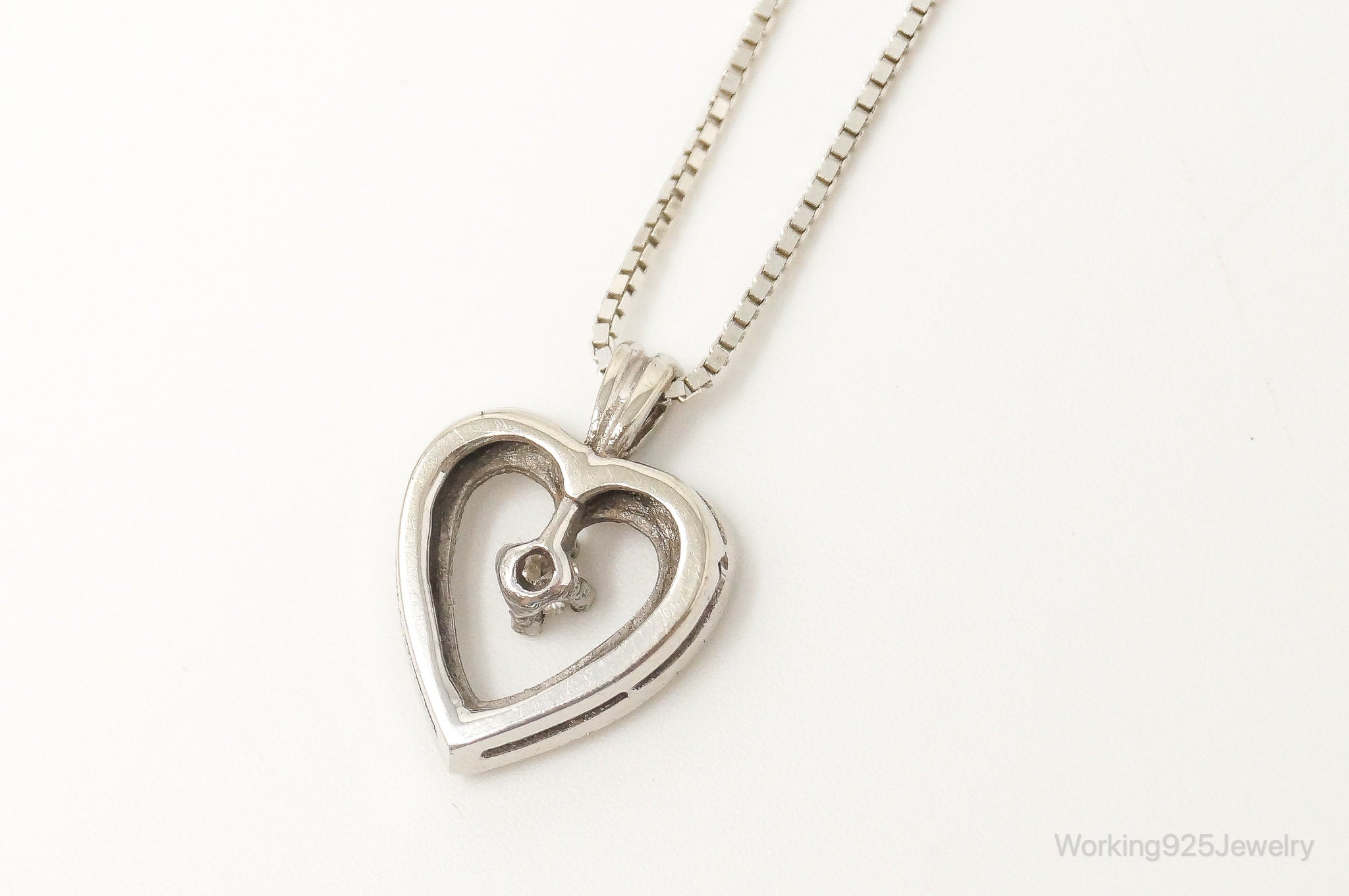 Vintage Diamond Heart Sterling Silver Necklace | Jewelry > Necklaces > Pendants | Wiccan Center