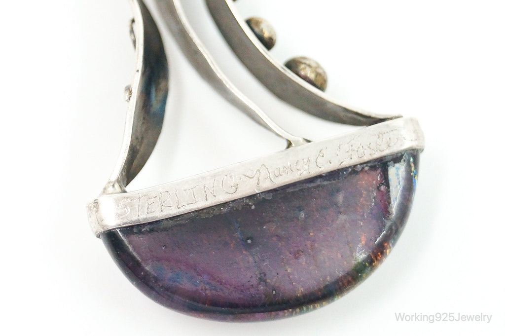 RARE Design Nancy E Foster Modernist Glass Sterling Silver Chain Necklace | Jewelry > Necklaces > Pendants | Wiccan Center