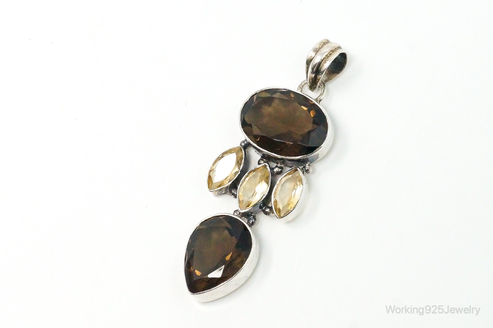 Vintage Large Smoky Topaz Citrine Sterling Silver Pendant | Jewelry > Necklaces > Pendants | Wiccan Center