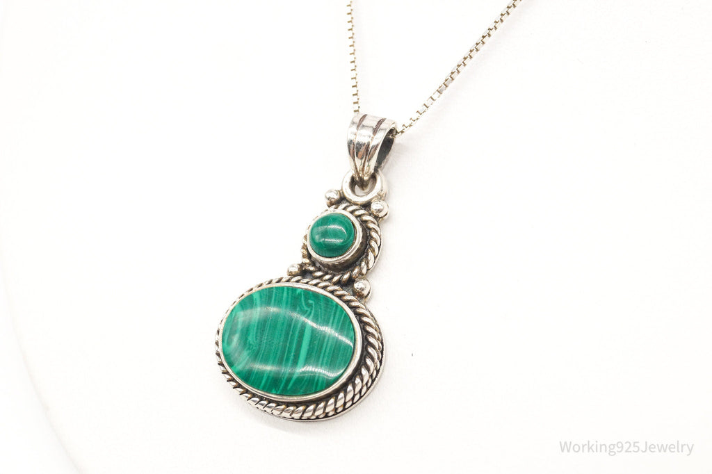 Vintage Large Malachite Southwestern Sterling Silver Necklace | Jewelry > Necklaces > Pendants | Wiccan Center