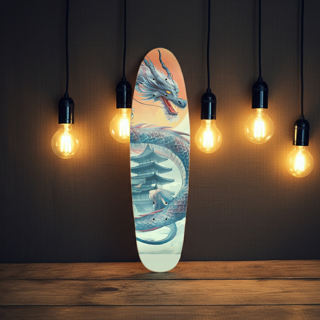 Japanese Guardian Dragon Custom Skateboard – Fantasy Art Deck | Skateboard | Wiccan Center