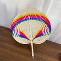 Colorful Handmade Fan Chinese Style Heart Shaped Straw Bamboo Woven Fan Summer Anti-Mosquito Cooler Handfan Home Decor Pendants