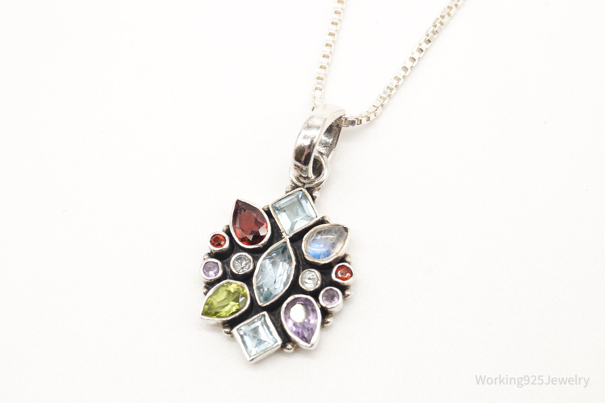 Vintage Multi Gemstone Sterling Silver Necklace | Jewelry > Necklaces > Pendants | Wiccan Center