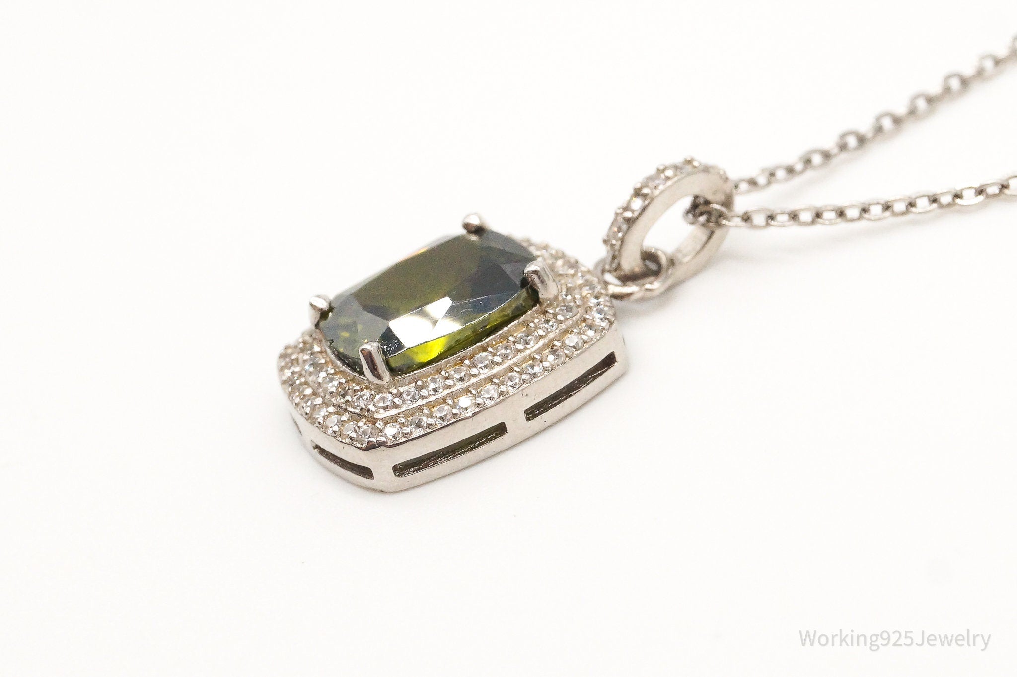 Designer Ryze Peridot Cubic Zirconia Sterling Silver Necklace | Jewelry > Necklaces > Pendants | Wiccan Center