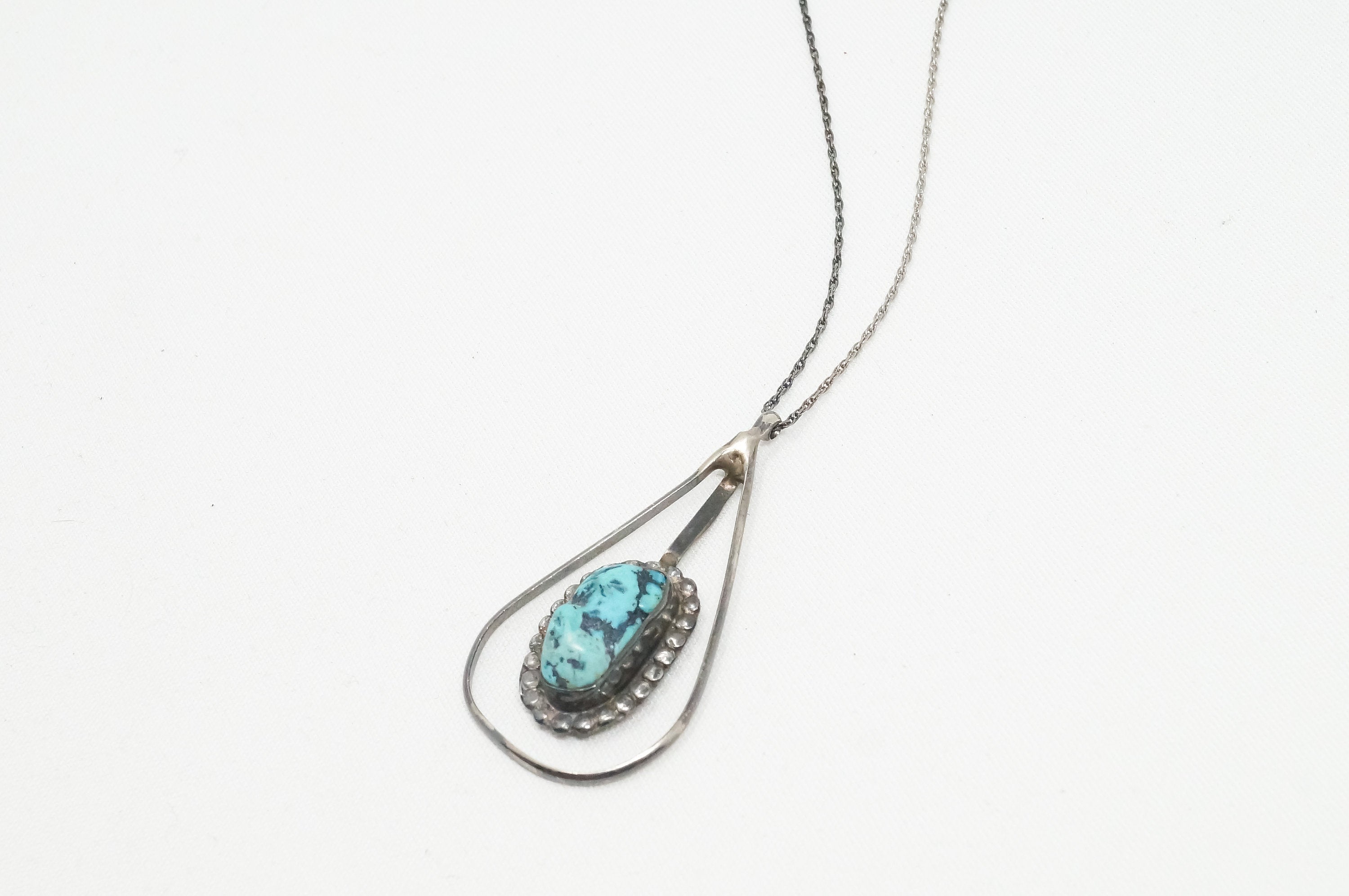 Vintage Native America Handmade Turquoise Sterling Silver Necklace | Jewelry > Necklaces > Pendants | Wiccan Center