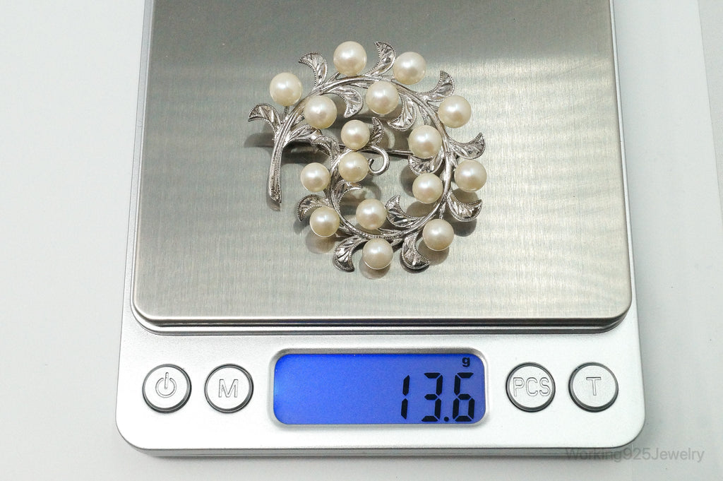 Large Antique Faux Pearl Sterling Silver Brooch Pin | Jewelry > Brooches, Pins & Clips | Wiccan Center