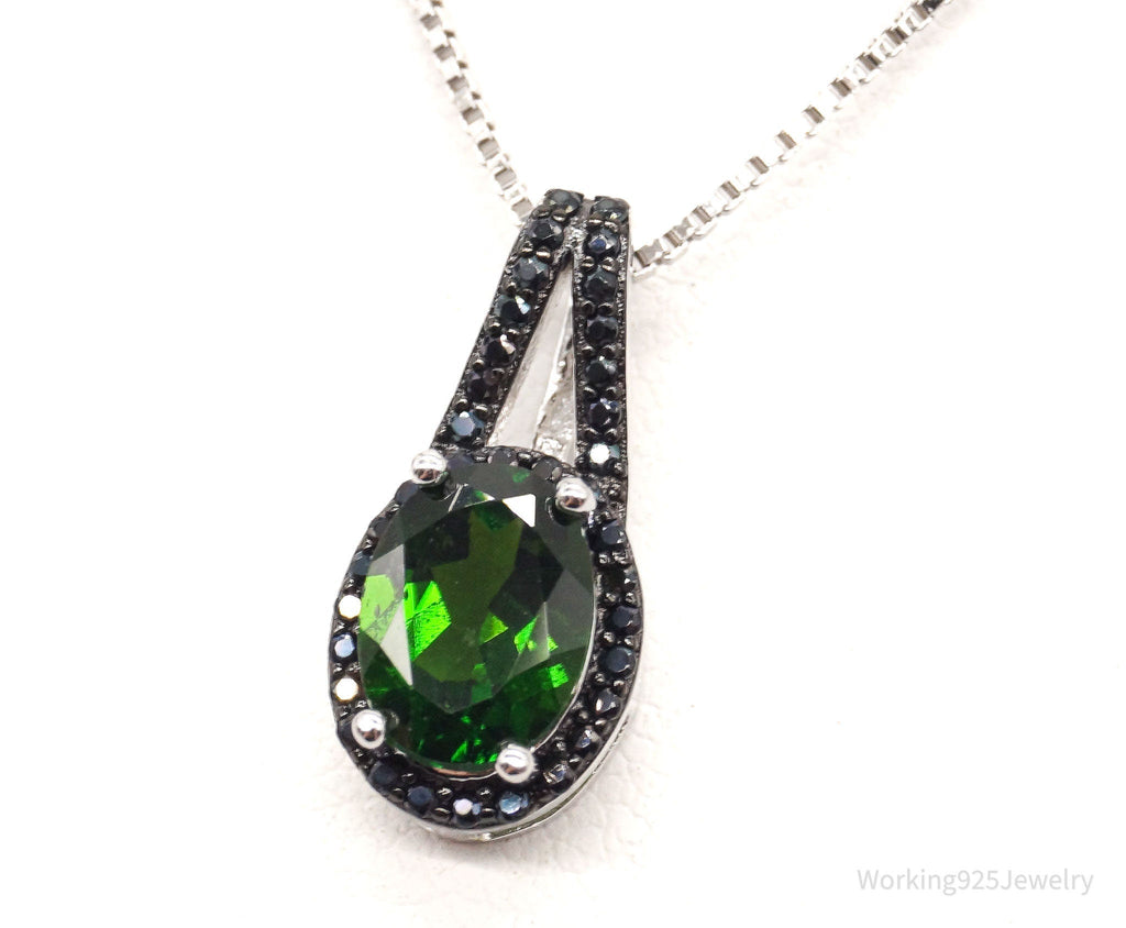 Vintage Designer JZ Emerald Black Spinel Sterling Silver Necklace | Jewelry > Necklaces > Pendants | Wiccan Center