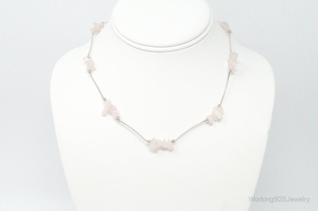 Vintage Rose Quartz Bead Sterling Silver Necklace | Jewelry > Necklaces > Pendants | Wiccan Center