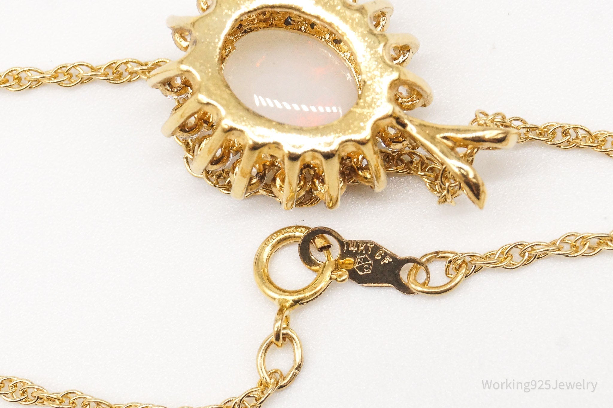 Vintage Opal Cubic Zirconia 14K Yellow Gold Filled Necklace | Jewelry > Necklaces | Wiccan Center