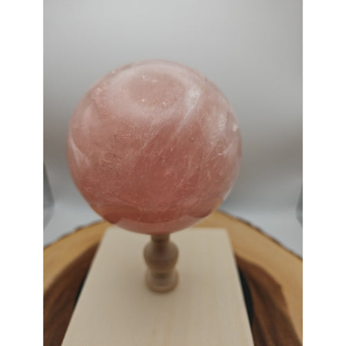 3.04LB Natural Pink Rose Quartz Crystal Sphere 98-107mm W/stand | Crystal Spheres & Eggs | Wiccan Center